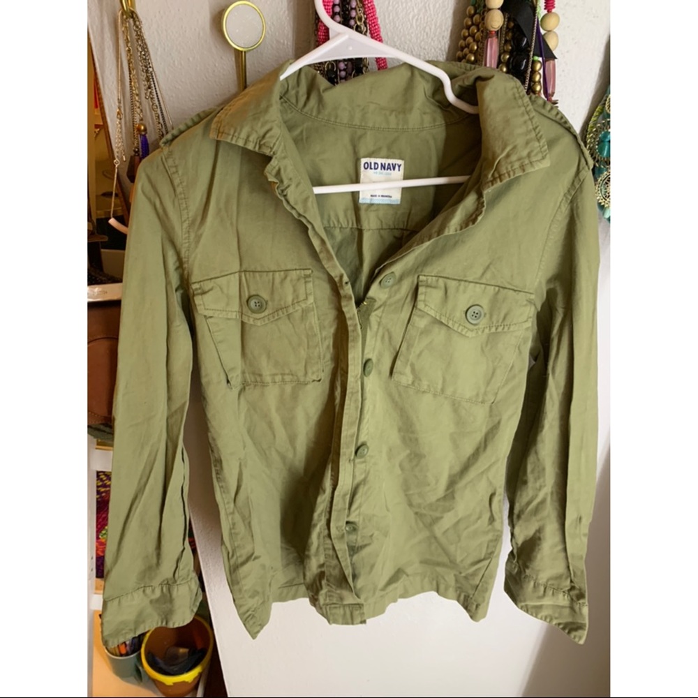 Olive green old navy utility jacket size xs